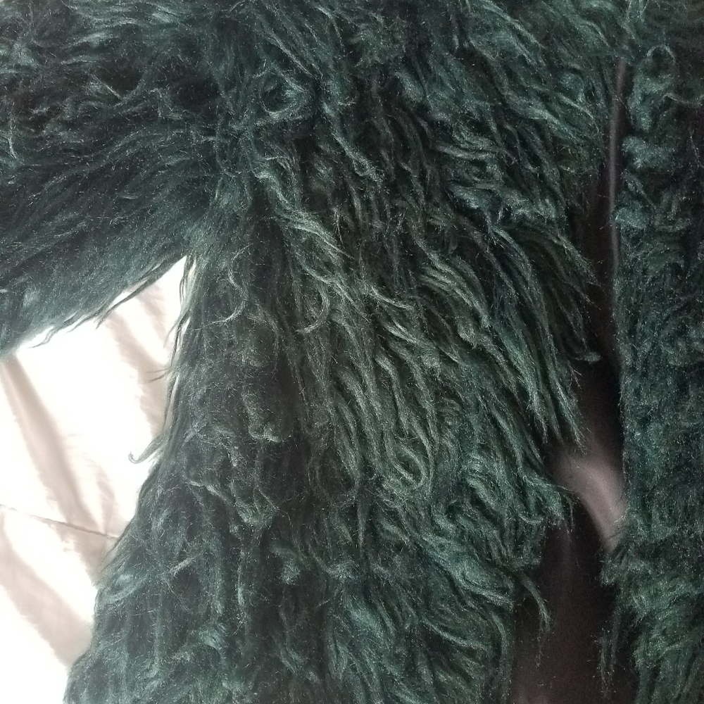 Teal fauxfur coat - Picture 2 of 3
